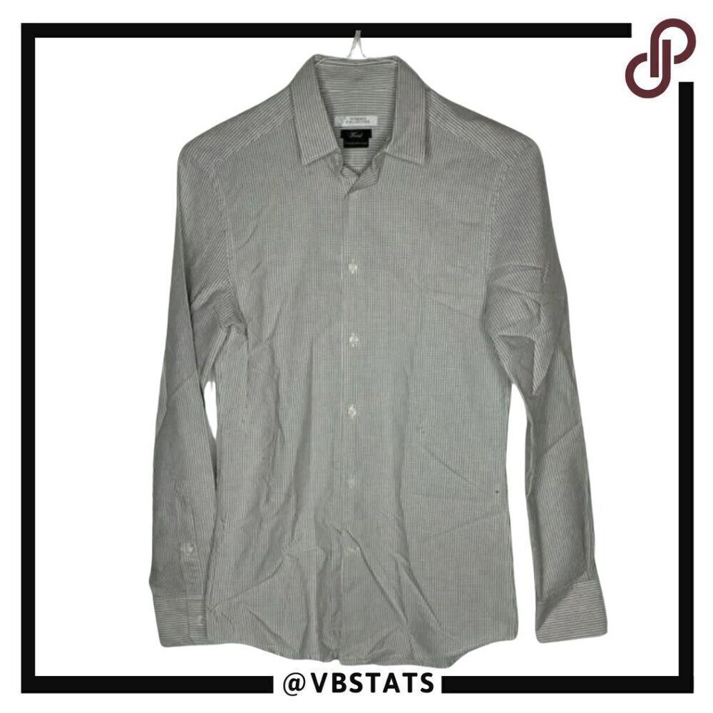 Gianni Versace Collection Size 38 Men's‎ White/Gray/Black Designer Dress Shirt